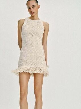 Zara Crochet Fringe Dress with Tags Size S $90